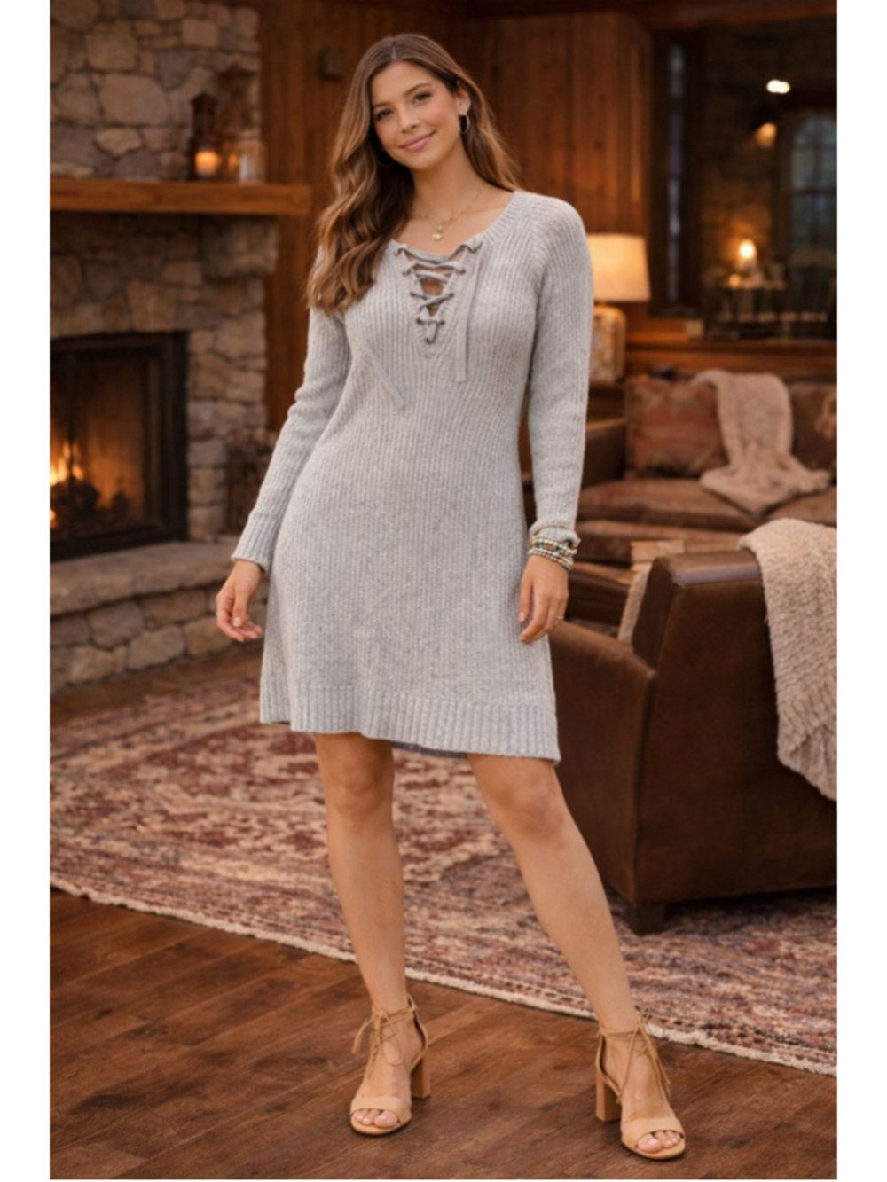 Women's American Eagle Sweater Dress Size S Gray Summer